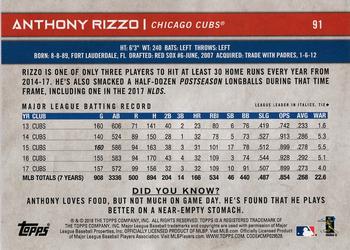 2018 Topps Big League #91 Anthony Rizzo Back