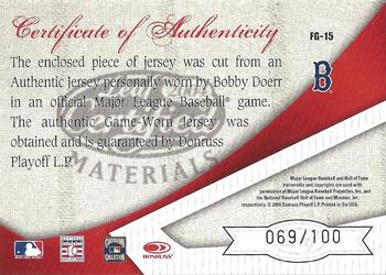 2004 Leaf Certified Materials - Fabric of the Game Position #FG-15 Bobby Doerr Back