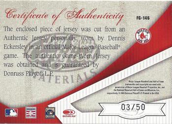 2004 Leaf Certified Materials - Fabric of the Game Position #FG-146 Dennis Eckersley Back