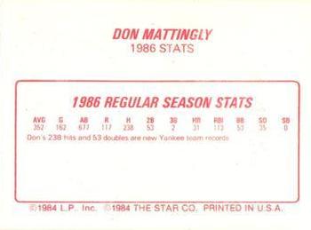 1987 Star Don Mattingly Update #NNO Don Mattingly Back
