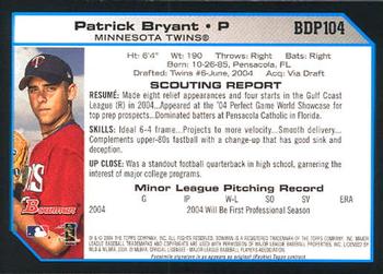 2004 Bowman Draft Picks & Prospects #BDP104 Patrick Bryant Back