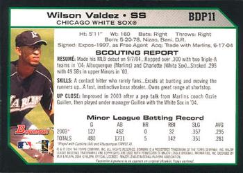 2004 Bowman Draft Picks & Prospects #BDP11 Wilson Valdez Back