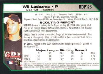 2004 Bowman Draft Picks & Prospects #BDP123 Wil Ledezma Back