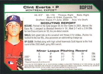 2004 Bowman Draft Picks & Prospects #BDP128 Clint Everts Back