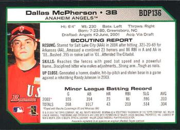 2004 Bowman Draft Picks & Prospects #BDP136 Dallas McPherson Back