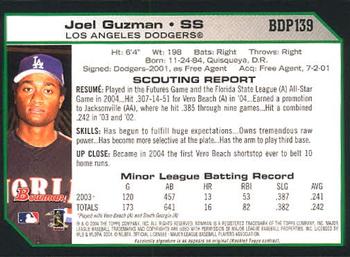 2004 Bowman Draft Picks & Prospects #BDP139 Joel Guzman Back