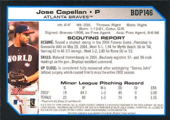 2004 Bowman Draft Picks & Prospects #BDP146 Jose Capellan Back