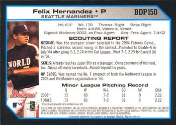 2004 Bowman Draft Picks & Prospects #BDP150 Felix Hernandez Back