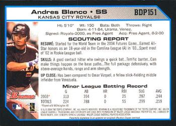 2004 Bowman Draft Picks & Prospects #BDP151 Andres Blanco Back