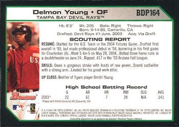 2004 Bowman Draft Picks & Prospects #BDP164 Delmon Young Back