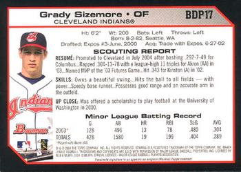 2004 Bowman Draft Picks & Prospects #BDP17 Grady Sizemore Back