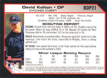 2004 Bowman Draft Picks & Prospects #BDP21 David Kelton Back