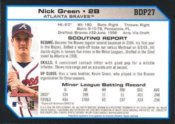 2004 Bowman Draft Picks & Prospects #BDP27 Nick Green Back