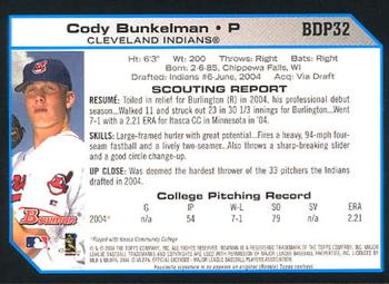 2004 Bowman Draft Picks & Prospects #BDP32 Cody Bunkelman Back