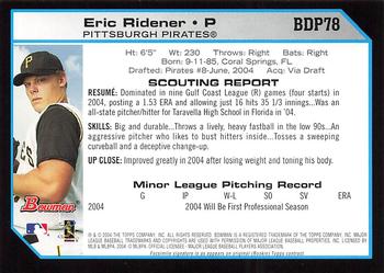 2004 Bowman Draft Picks & Prospects #BDP78 Eric Ridener Back