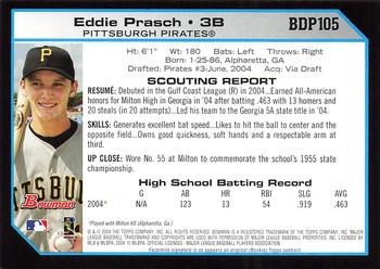 2004 Bowman Draft Picks & Prospects #BDP105 Eddie Prasch Back