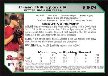 2004 Bowman Draft Picks & Prospects #BDP124 Bryan Bullington Back