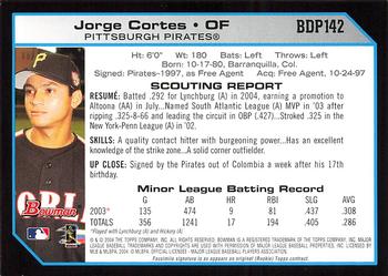 2004 Bowman Draft Picks & Prospects #BDP142 Jorge Cortes Back