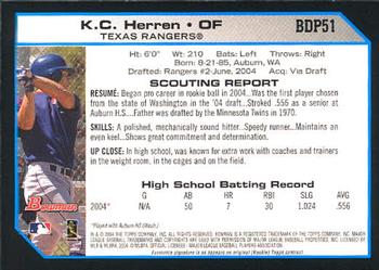 2004 Bowman Draft Picks & Prospects #BDP51 K.C. Herren Back