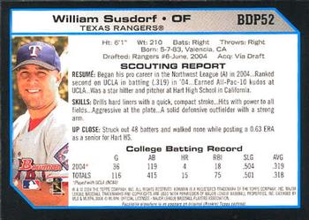 2004 Bowman Draft Picks & Prospects #BDP52 William Susdorf Back
