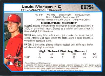 2004 Bowman Draft Picks & Prospects #BDP54 Louis Marson Back