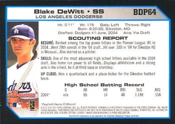 2004 Bowman Draft Picks & Prospects #BDP64 Blake DeWitt Back