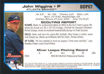2004 Bowman Draft Picks & Prospects #BDP67 John Wiggins Back