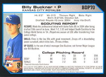 2004 Bowman Draft Picks & Prospects #BDP70 Billy Buckner Back