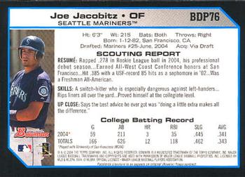 2004 Bowman Draft Picks & Prospects #BDP76 Joe Jacobitz Back