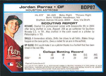 2004 Bowman Draft Picks & Prospects #BDP87 Jordan Parraz Back