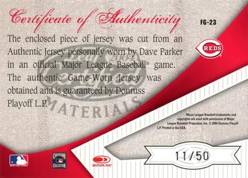 2004 Leaf Certified Materials - Fabric of the Game Reward #FG-23 Dave Parker Back