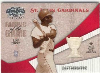 2004 Leaf Certified Materials - Fabric of the Game Reward #FG-68 Lou Brock Front