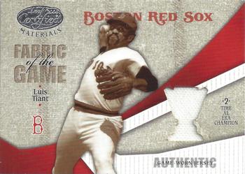 2004 Leaf Certified Materials - Fabric of the Game Reward #FG-176 Luis Tiant Front