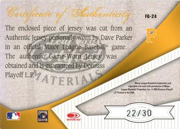 2004 Leaf Certified Materials - Fabric of the Game Stats #FG-24 Dave Parker Back