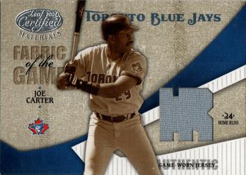 2004 Leaf Certified Materials - Fabric of the Game Stats #FG-59 Joe Carter Front