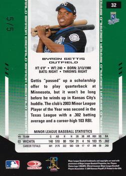 2004 Leaf Certified Materials - Mirror Autograph Emerald #32 Byron Gettis Back