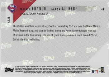 2018 Topps Now #49 Maikel Franco / Aaron Altherr Back