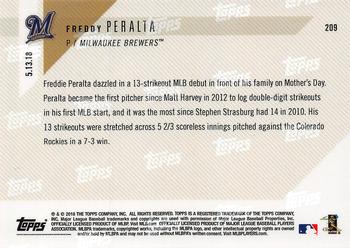2018 Topps Now #209 Freddy Peralta Back