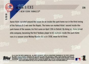 2018 Topps Now #226 Aaron Hicks Back