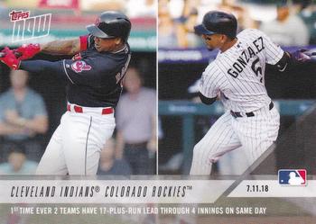 2018 Topps Now #447 Cleveland Indians / Colorado Rockies Front