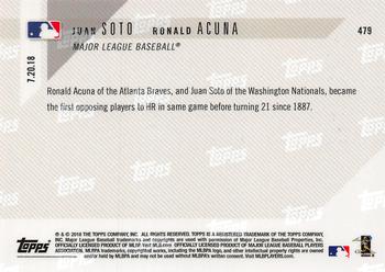 2018 Topps Now #479 Juan Soto / Ronald Acuna Back