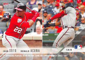 2018 Topps Now #479 Juan Soto / Ronald Acuna Front