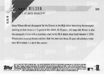 2018 Topps Now #620 Bryse Wilson Back