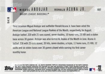 2018 Topps Now #687 Miguel Andujar / Ronald Acuna Jr. Back