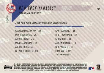 2018 Topps Now #754 New York Yankees Back
