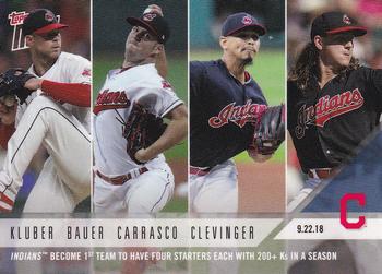 2018 Topps Now #766 Corey Kluber / Trevor Bauer / Carlos Carrasco / Mike Clevinger Front