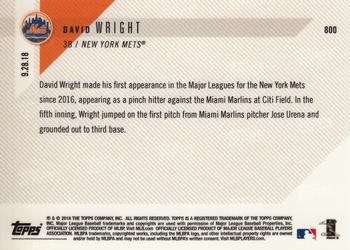 2018 Topps Now #800 David Wright Back