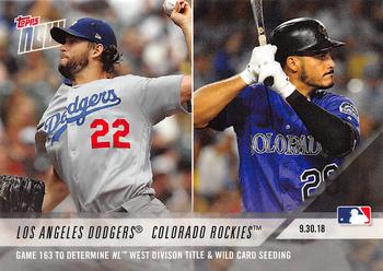 2018 Topps Now #820 Los Angeles Dodgers / Colorado Rockies Front