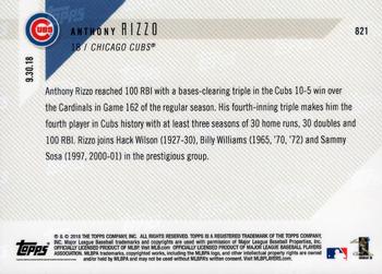 2018 Topps Now #821 Anthony Rizzo Back