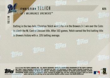 2018 Topps Now #825 Christian Yelich Back